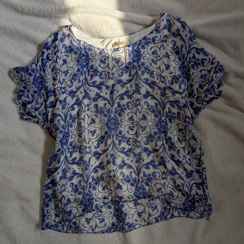 Giusy Italy Blue Floral Women's Top